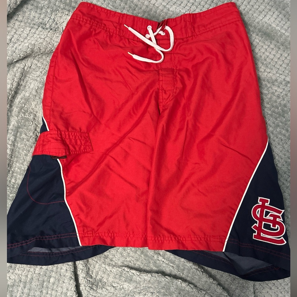 St. Louis Cardinals MLB Genuine Men’s Swim Trunks Size Medium Red/White/Blue EUC